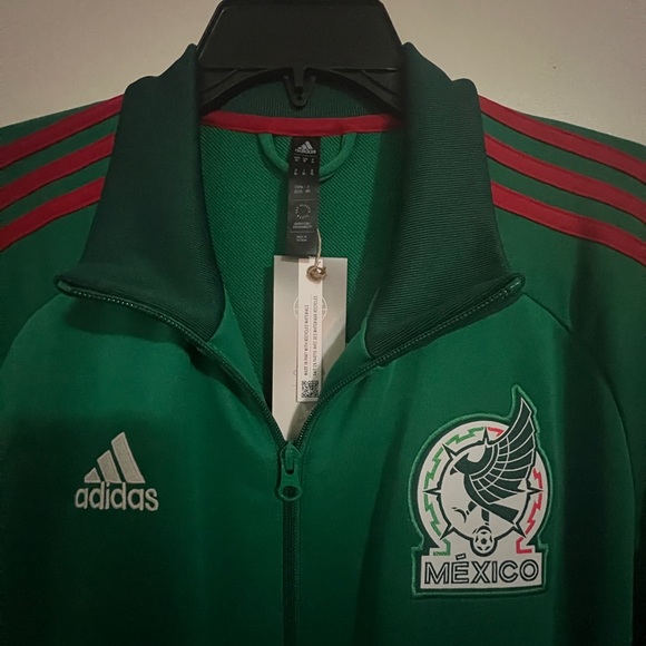 Adidas Mexico National Soccer Team Track Jacket Mens XL Green Red 3 Stripe - Picture 1 of 4